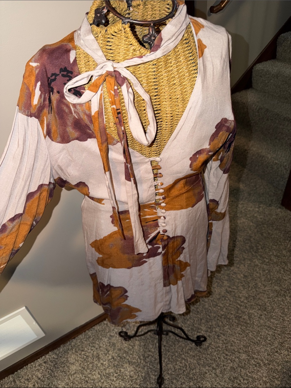 Honey Belle Dusty Pink Dress with Mustard Floral Accents
